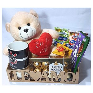 Cesta Corinthians Presente Dia Dos Namorados Com Urso Caneca